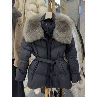 减龄 短款 高充绒量大毛领保暖巨显瘦白鸭绒羽绒服女2025年冬季 新款