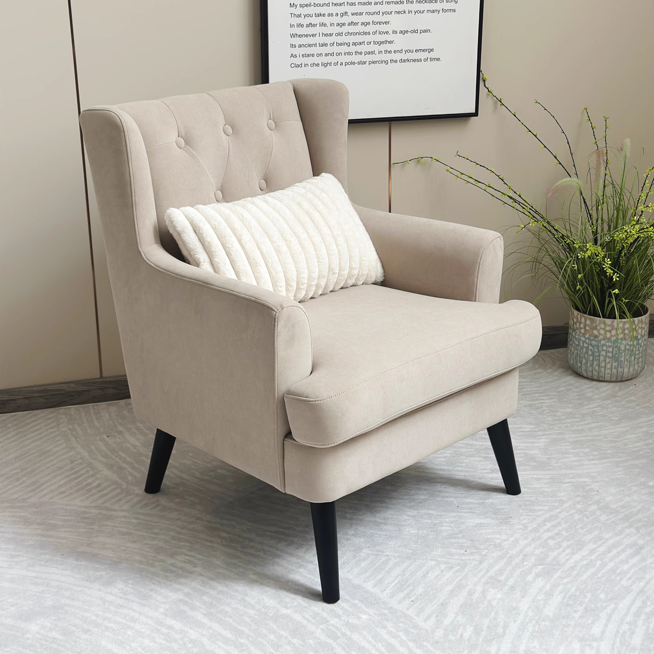 美式客厅单人沙发法式复古小户型阳台设计师休闲丝绒高背老虎椅子