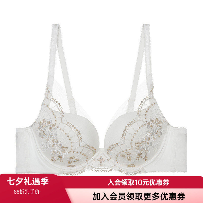 真丝刺绣文胸兰卡文有钢托棉聚拢