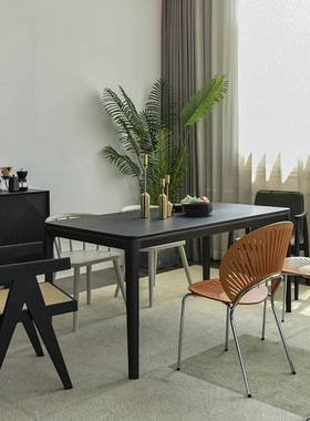vima实木黑色餐桌白蜡木原木北欧意式餐桌椅日式复古侘寂长饭桌子
