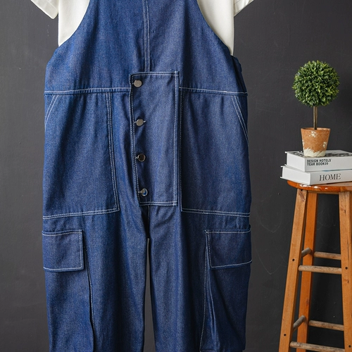 Мужской ретро джинсовый комбинезон в стиле хип-хоп, джинсы для влюбленных, штаны, свободный прямой крой, эффект подтяжки