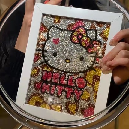 儿童手工diy钻石贴画满钻凯蒂猫卡通kt猫hellokitty情人生日礼物