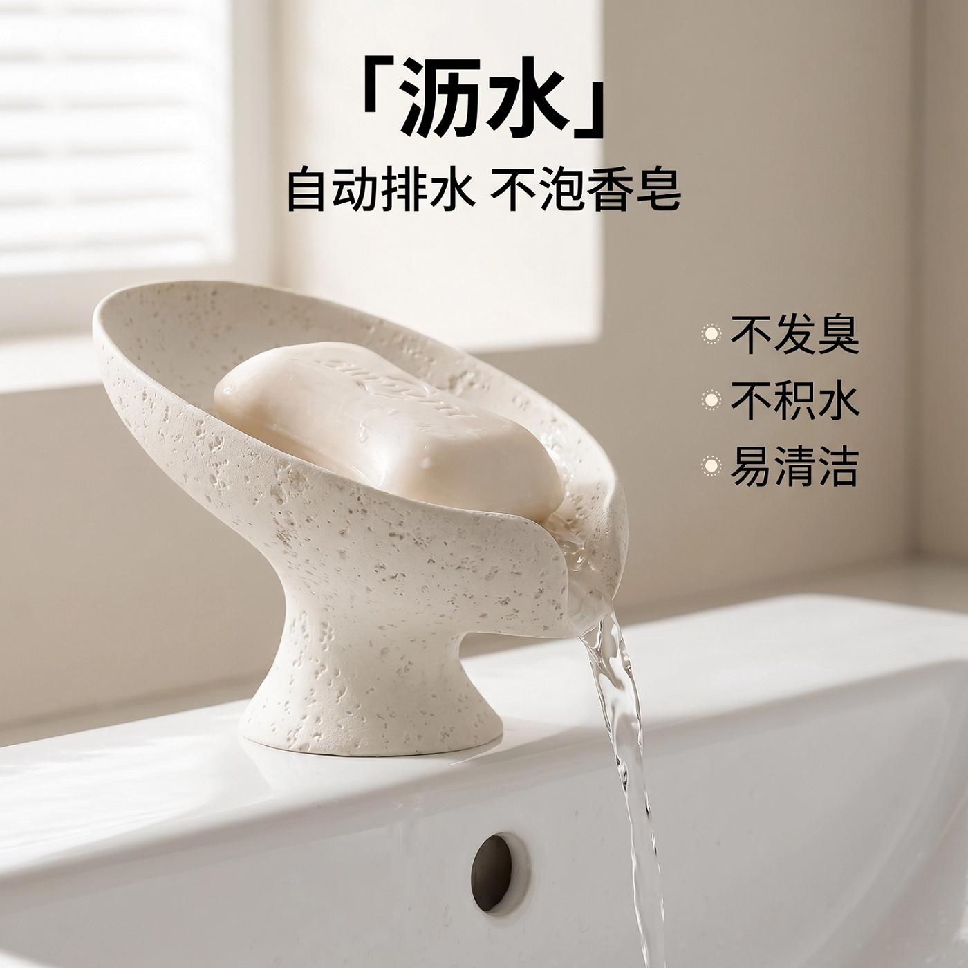 防洞石沥水自动排水皂盒不发臭