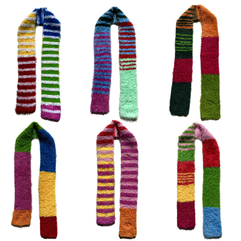 手工编织冬季拼色y2k彩色围巾