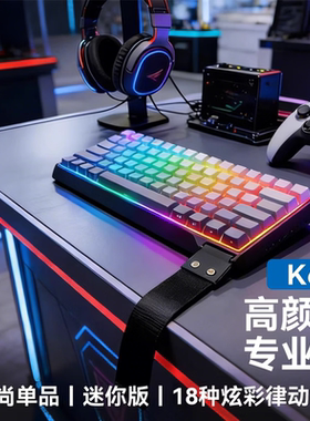 狮麒机械键盘电竞游戏办公专用有线低延迟三模连接机械轴侧刻键帽