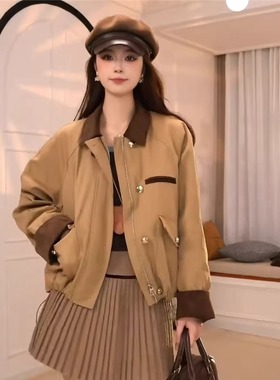 WHISPER*25AW小众潮牌联名小香风翻领夹棉加厚时尚百搭短外套