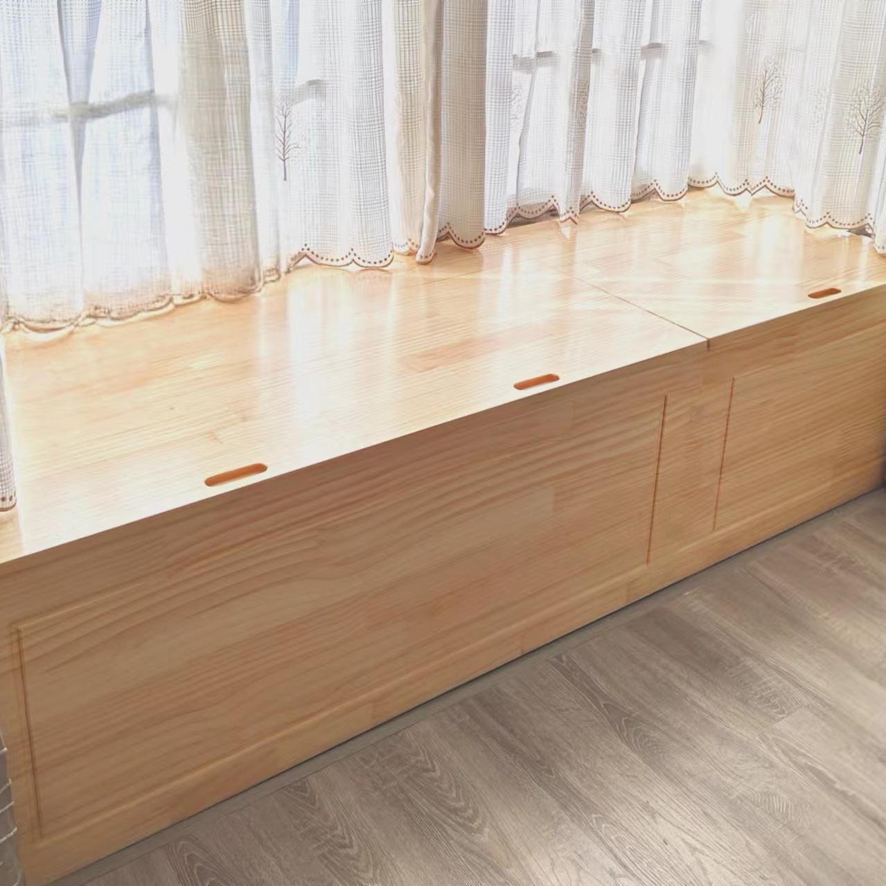 实木飘窗柜阳台储物柜榻榻米定制