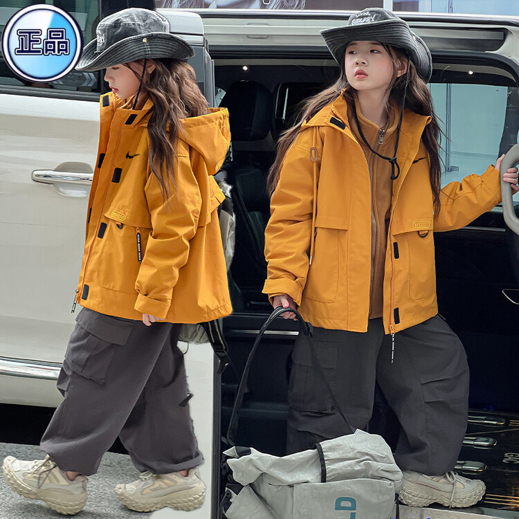 女童冲锋衣外套儿童秋冬三合一风衣2025秋季中大童登山服男童夹克