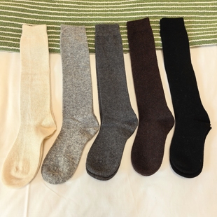 秋冬女款 长筒袜加厚保暖羊毛纯色堆堆袜子小腿袜秋冬配靴子