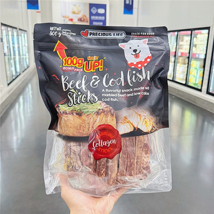 山姆会员店代购 Preciouslife成犬宠物零食牛肉鳕鱼条800g 100 袋