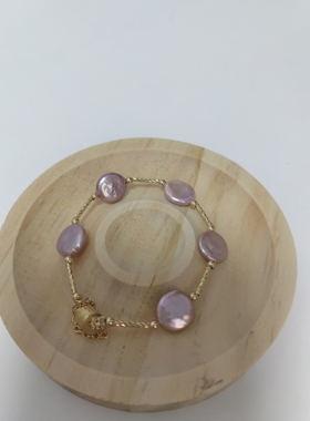 巴洛克珍珠手链天然炫彩粉紫淡水不规则异形纽扣气质珍珠气质大气