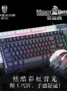 EWEADN悬浮有线发光背光笔记本电脑外接办公电竞游戏键盘鼠标套装