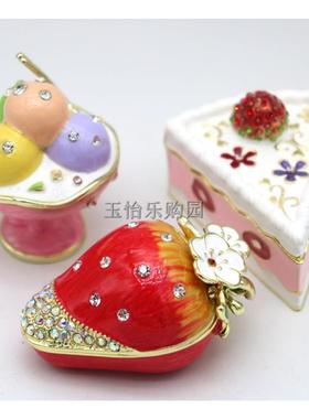 中古风蓝色冰淇淋七宝烧首饰盒