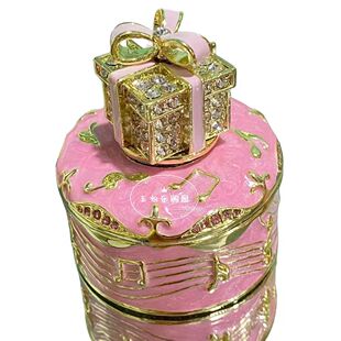锡金属工艺品创意萌宝粉色小礼品发条音乐盒饰品盒小摆饰桌上摆件