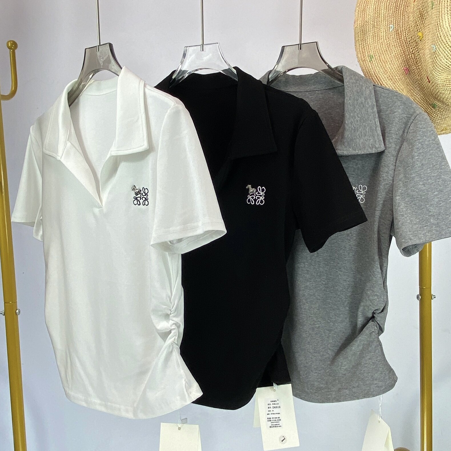 高品质棉弹力T恤衬衫刺绣LOGO图片