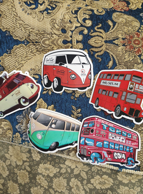 大众minivan双层巴士复古怀旧旅行箱行李箱拉杆箱防水个性贴纸