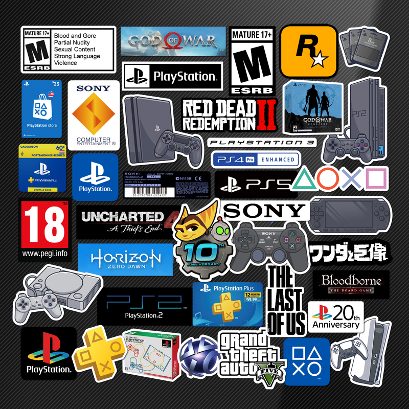 索尼SonyPS5游戏机主机电玩笔记本电脑R星战神macbook防水贴纸画