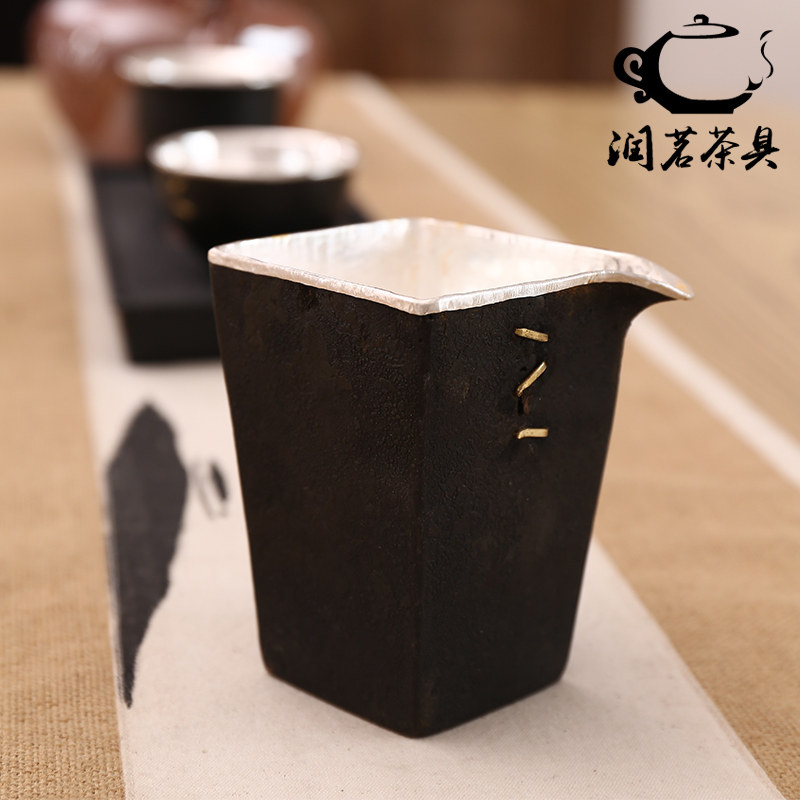 四方公道杯纯手工铁包银分茶器精铁包纯银功夫茶具茶海高档礼品,餐饮具,公道杯,淘宝优惠券,粉丝福利购,淘宝优惠卷
