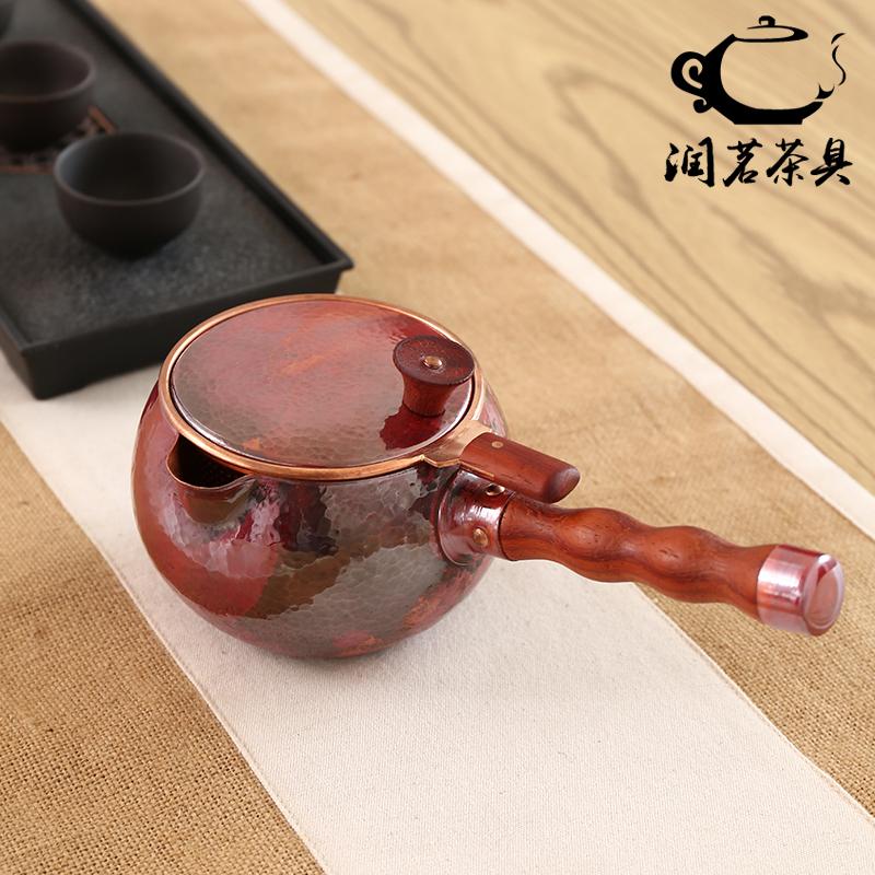 纯紫铜带过滤煮茶壶纯铜侧把壶