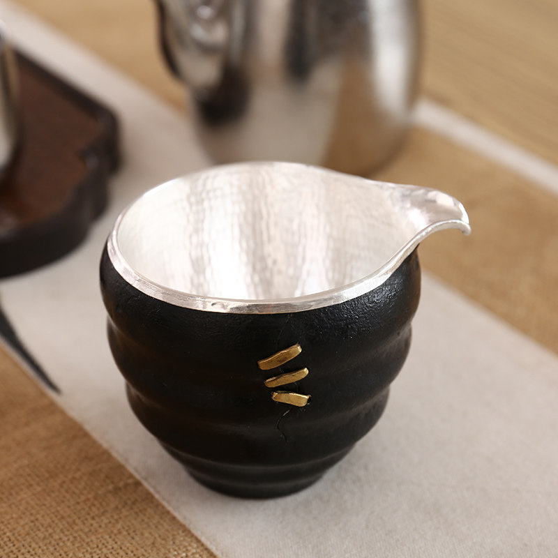 纯手工铁包银公道杯精铁包纯银功夫茶分茶器手抓式公杯高端礼品,餐饮具,公道杯,淘宝优惠券,粉丝福利购,淘宝优惠卷