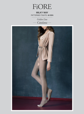 半透紧身裤袜Fiore Milky Way 40D肉色袜身白色圆点假透肉连裤袜