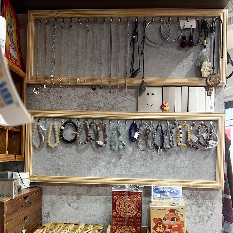 定制木质项链展示架原木饰品展示架挂墙展示架直播道具实木挂墙架