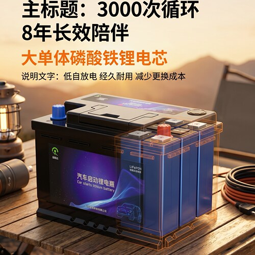 2026新款大容量磷酸铁锂12V agm汽车电瓶蓄电池启停电瓶长寿命