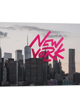 NYC美国New York纽约城市天际线景都市背景墙帆布无框画装饰挂画
