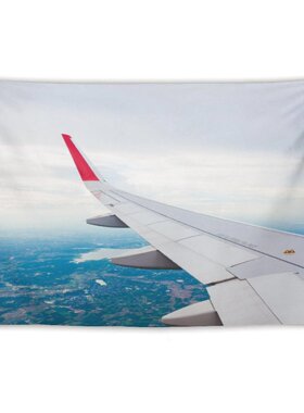 飞机机翼天空飞行景色窗户航拍卧室房间墙壁装饰背景布挂毯挂布