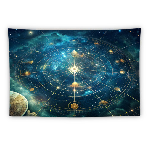 创意INS风宇宙星盘星图星座主题宿舍装饰画海报背景墙布挂布挂毯