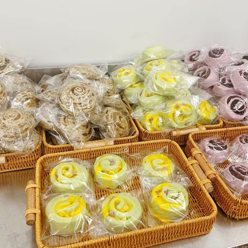 新中式馒头包装袋花卷养生山东老面手工馒头透明自粘胶条包装袋图片