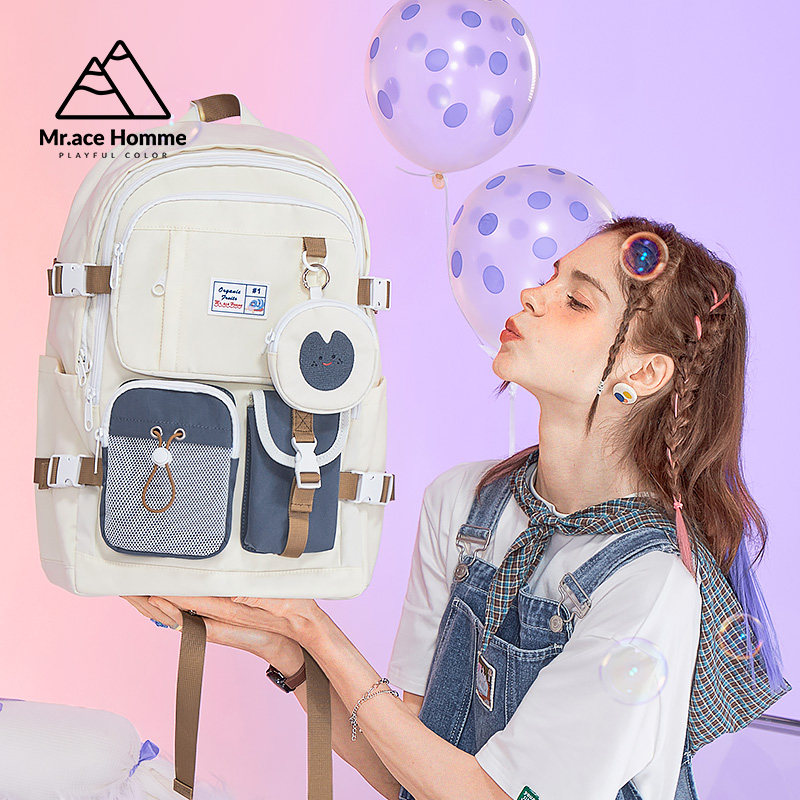 mrace水果乐园 原创双肩包女高中生电脑背包初中大容量旅行书包男