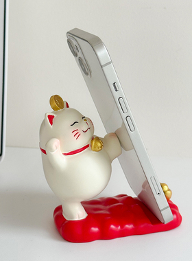 招财猫手机支架创意平板支架卡通发财猫可爱桌面办公桌装饰摆件