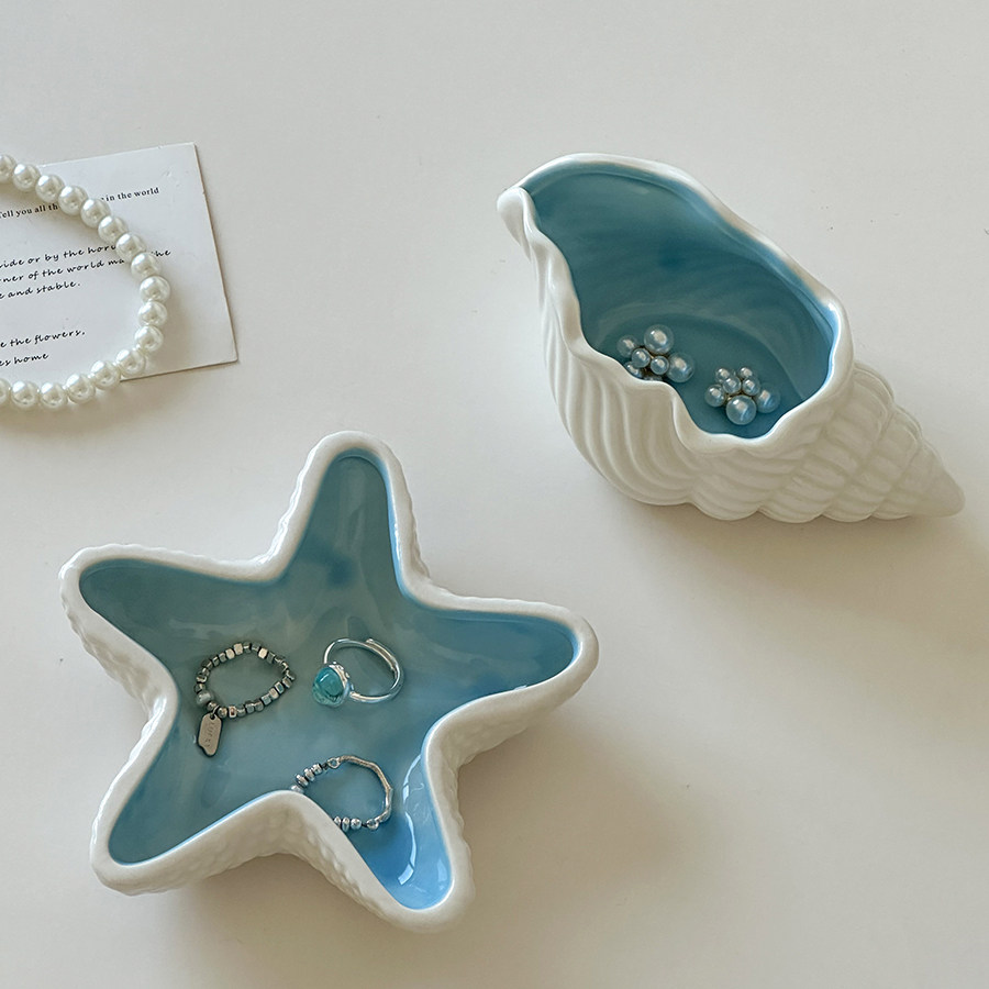 日式陶瓷海星收纳盒桌面装饰品摆件无盖星星造型首饰收纳盒托盘,收纳整理,桌面收纳盒,淘宝优惠券,粉丝福利购,淘宝优惠卷