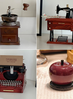 中古风桌面装饰摆件复古创意音乐盒客厅玄关高级感小众摆设办公室