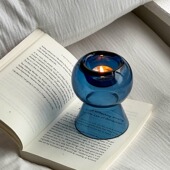 高级两用多功能玻璃烛台香薰蜡烛台座烛光晚餐场景小花瓶装 饰摆件