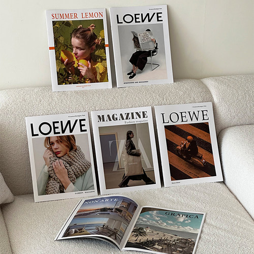 高级感装饰书杂志摆件ins风拍照道具英文书背景纸直播间场景布置