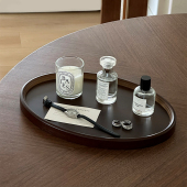 高级感香薰托盘拍照道具木质玄关床头柜收纳盘中古风客厅桌面复古