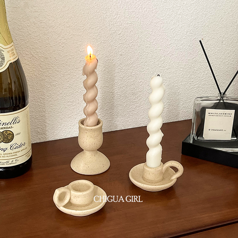 ins复古素胚陶瓷香薰蜡烛烛台