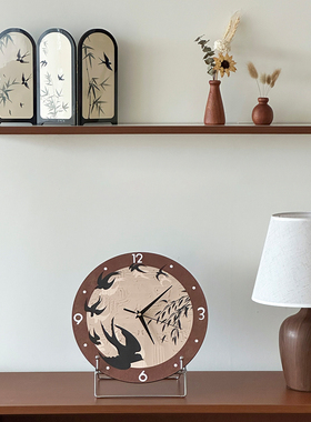 复古美拉德时钟摆件高级感中古风轻奢客厅桌面房间装饰品入户摆台