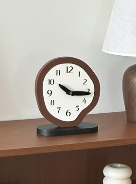 中古风不规则座钟客厅玄关卧室桌面装饰摆件办公室静音时钟装饰品