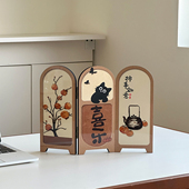中国风桌面屏风摆件办公室茶桌客厅书柜装 饰品摆台画新年装 饰品