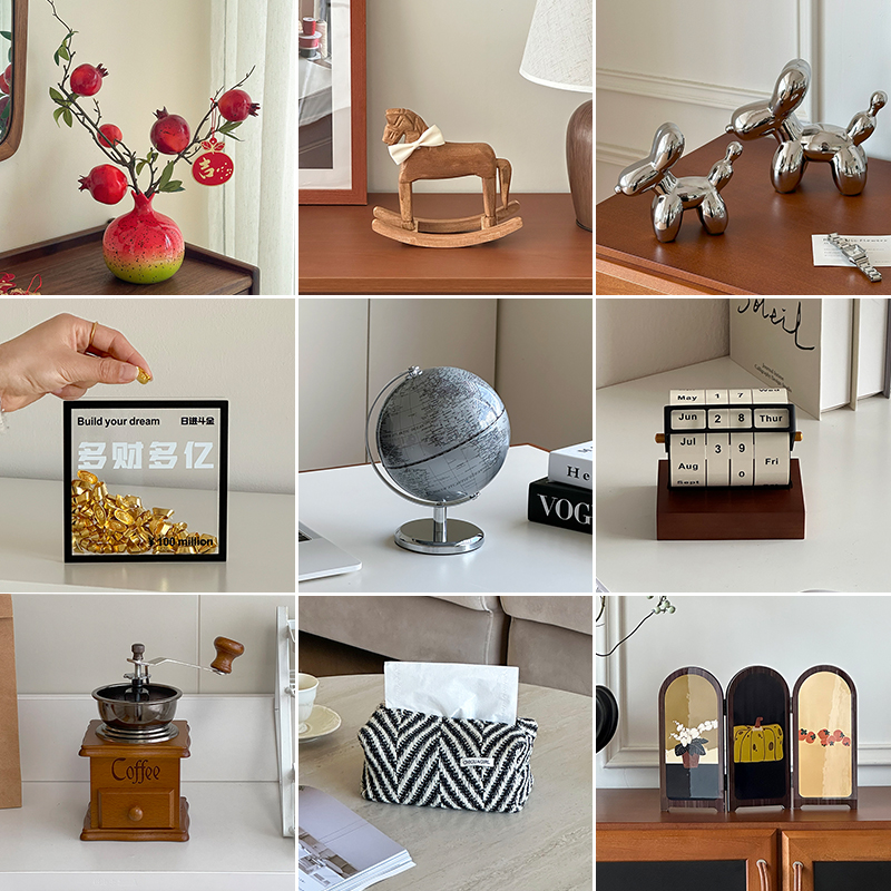 新家的100个快递装饰摆件高级感小众拍照道具复古韩系新中式桌面