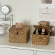 藤编收纳筐家用桌面杂物编织收纳篮整理储物筐玩具零食收纳盒带盖