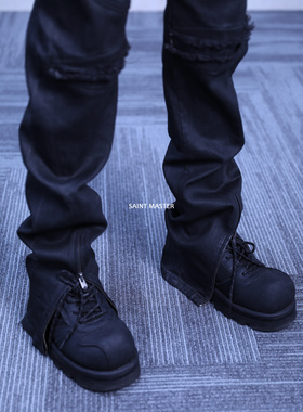 SaintMaster黑色蜡裤牛仔裤正品RIRI拉链牛仔裤