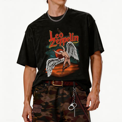 SAINT MASTER VINTAGE水洗印花做旧摇滚复古流行夏季短袖t恤半袖