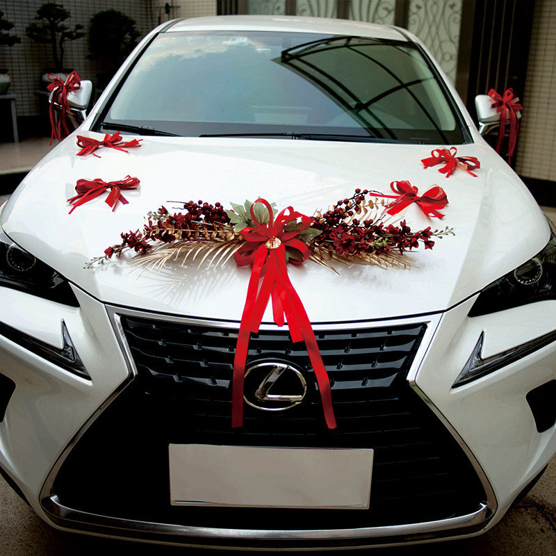 婚车副婚车 婚庆车队婚嫁装扮 嫁妆车装饰仿真花车头布置花车森系