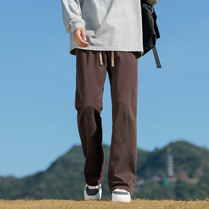 微喇休闲裤男直筒修身2024新款美式高街秋季男生弹力裤Z9871-P45图片