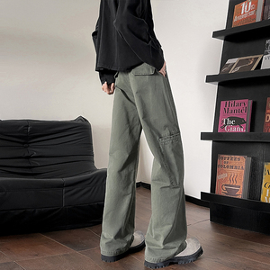 秋冬美式伐木裤子男高街潮牌设计感宽松直筒休闲工装裤YZ803-P60图片