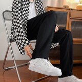 2026秋冬新款男裤宽松直筒阔腿男士休闲长裤黑色裤子男潮YZ26-P40，男装休闲裤，星座509
